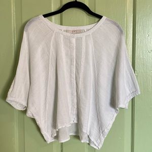 Loft White Short Sleeve Peasant Blouse Size Small Petite